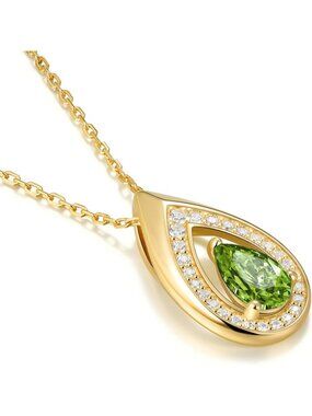 Elegant Birthstone Teardrop Necklace for Women - 14K Gold Plated Silver Jewelry